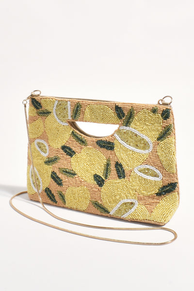 Lucielle Lemon Beaded Clutch - Yellow