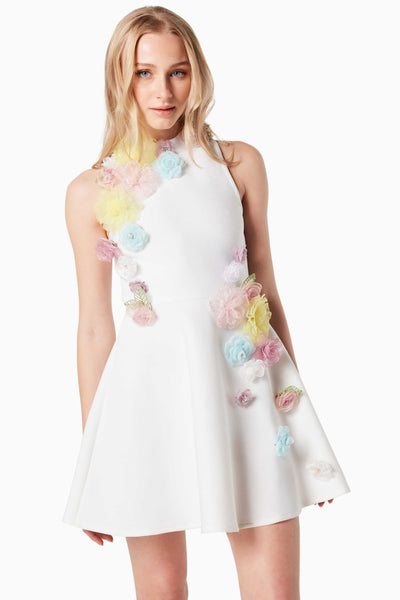 Lyrics 3D Flower Mini Dress - Ivory