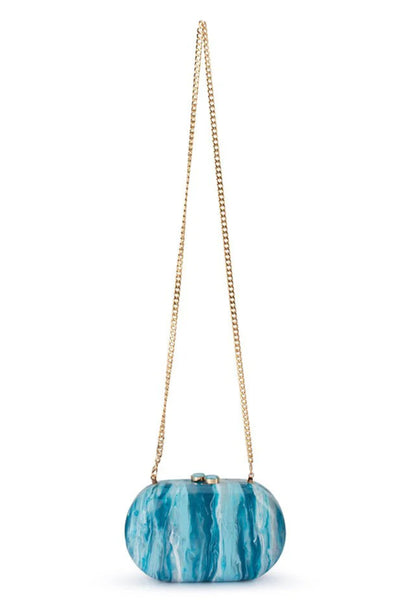Maeve Marble Clutch - Blue
