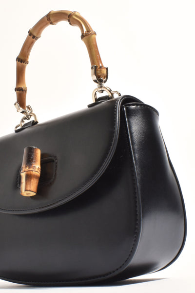 Marissa Bamboo Curved Mini Bag - Black