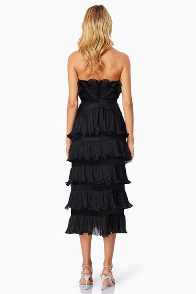 Maya Pleated Midi Dress - Black