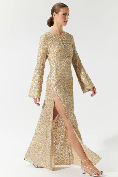 Minetta Beaded Gown - Gold SIZE M/10 ONLY