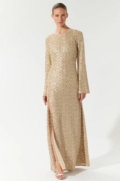 Minetta Beaded Gown - Gold SIZE M/10 ONLY