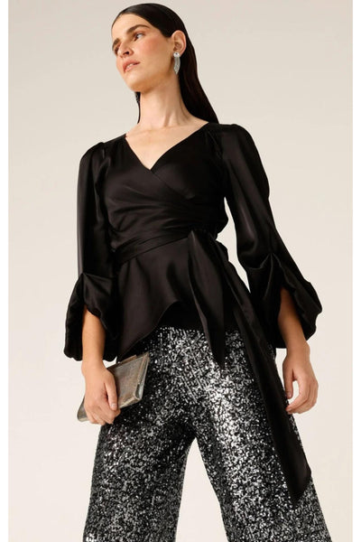 Nolana Wrap Tunic Top - Black SIZE 8 ONLY