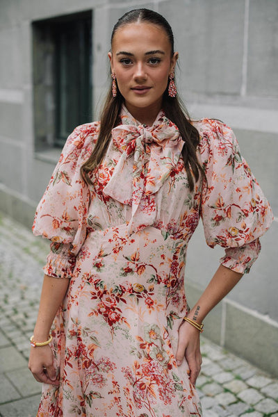 Organza Midi Dress - Pink Blossom SIZE M/10 ONLY
