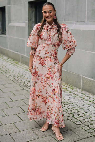 Organza Midi Dress - Pink Blossom SIZE M/10 ONLY