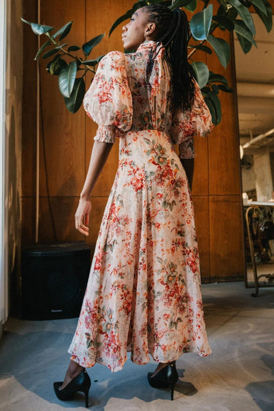 Organza Midi Dress - Pink Blossom SIZE M/10 ONLY