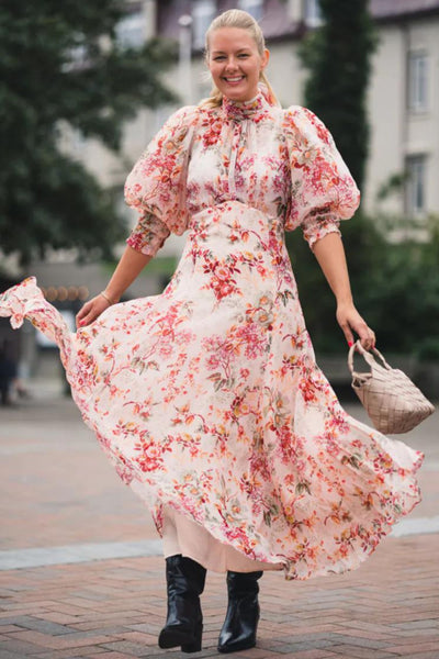 Organza Midi Dress - Pink Blossom SIZE M/10 ONLY