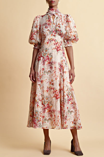 Organza Midi Dress - Pink Blossom SIZE M/10 ONLY