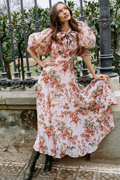 Organza Midi Dress - Pink Blossom SIZE M/10 ONLY