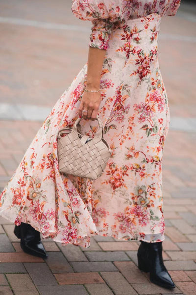 Organza Midi Dress - Pink Blossom SIZE M/10 ONLY