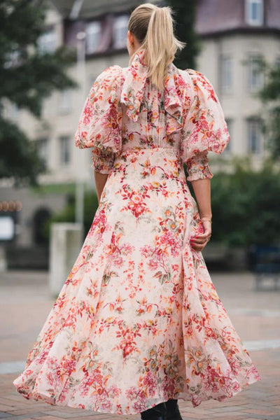 Organza Midi Dress - Pink Blossom SIZE M/10 ONLY