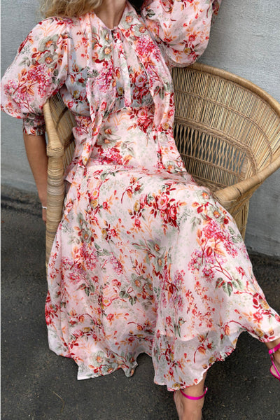 Organza Midi Dress - Pink Blossom SIZE M/10 ONLY
