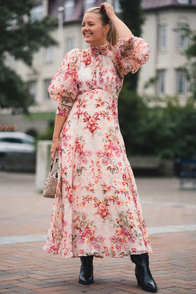 Organza Midi Dress - Pink Blossom SIZE M/10 ONLY