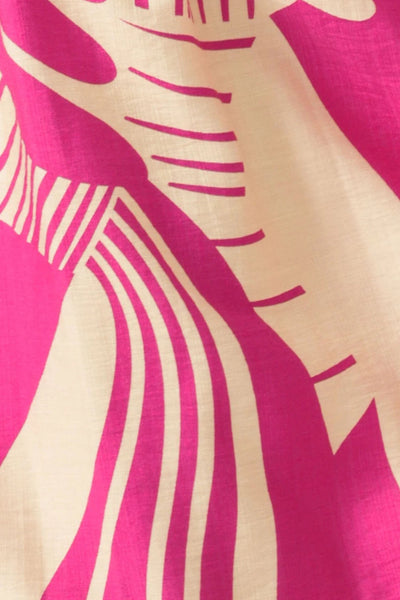 Paloma Twist Dress - Magenta Cream Abstract