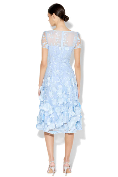 Reece 3D Flower Embroidered Midi Dress - Sky Blue