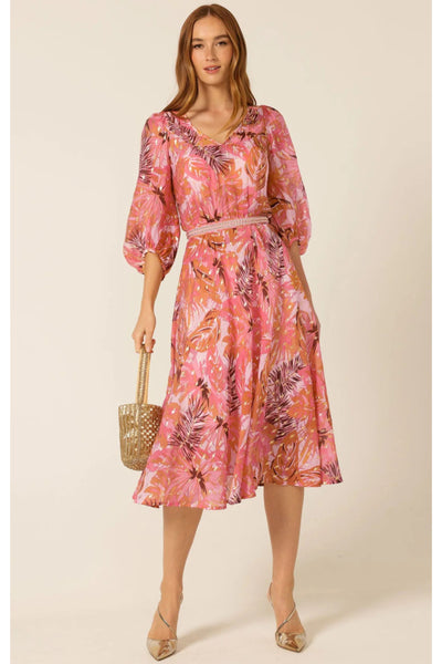 Sangria Splash Dress - Pink Orange Tropical