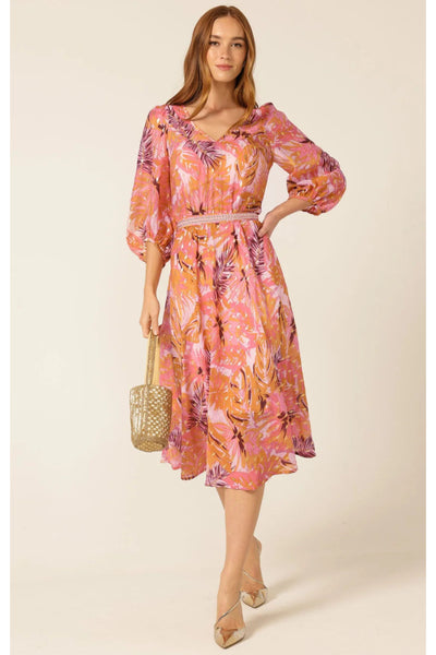 Sangria Splash Dress - Pink Orange Tropical