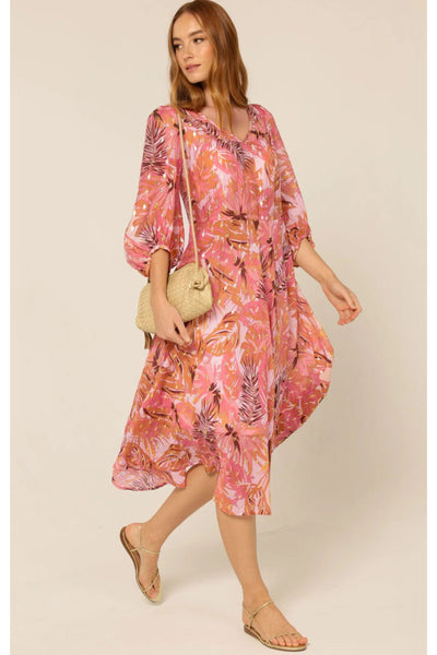 Sangria Splash Dress - Pink Orange Tropical