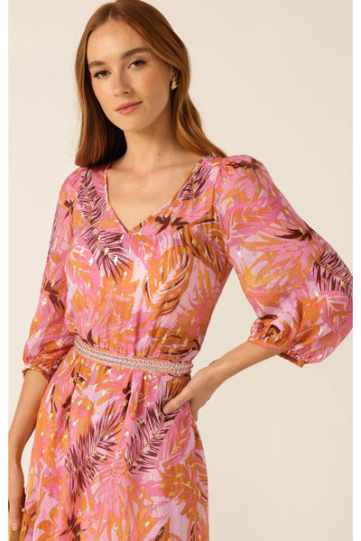 Sangria Splash Dress - Pink Orange Tropical