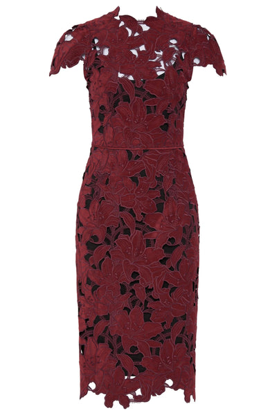 Scarlett Cap Sleeve Lace Midi Dress - Ruby