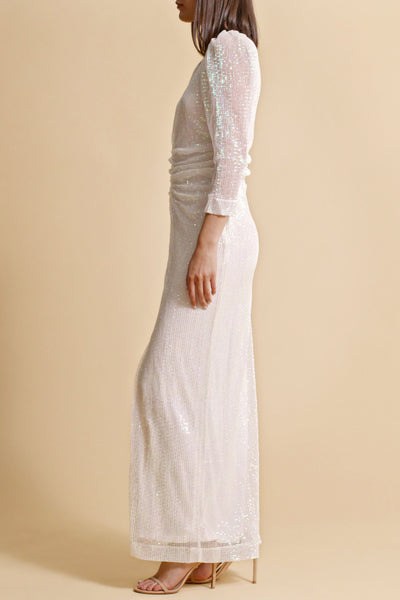 Sequins Maxi Dress - Off White SIZE XS/6 ONLY