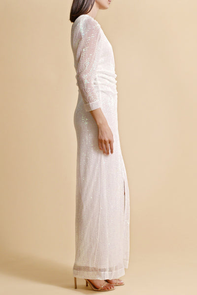 Sequins Maxi Dress - Off White SIZE XS/6 ONLY