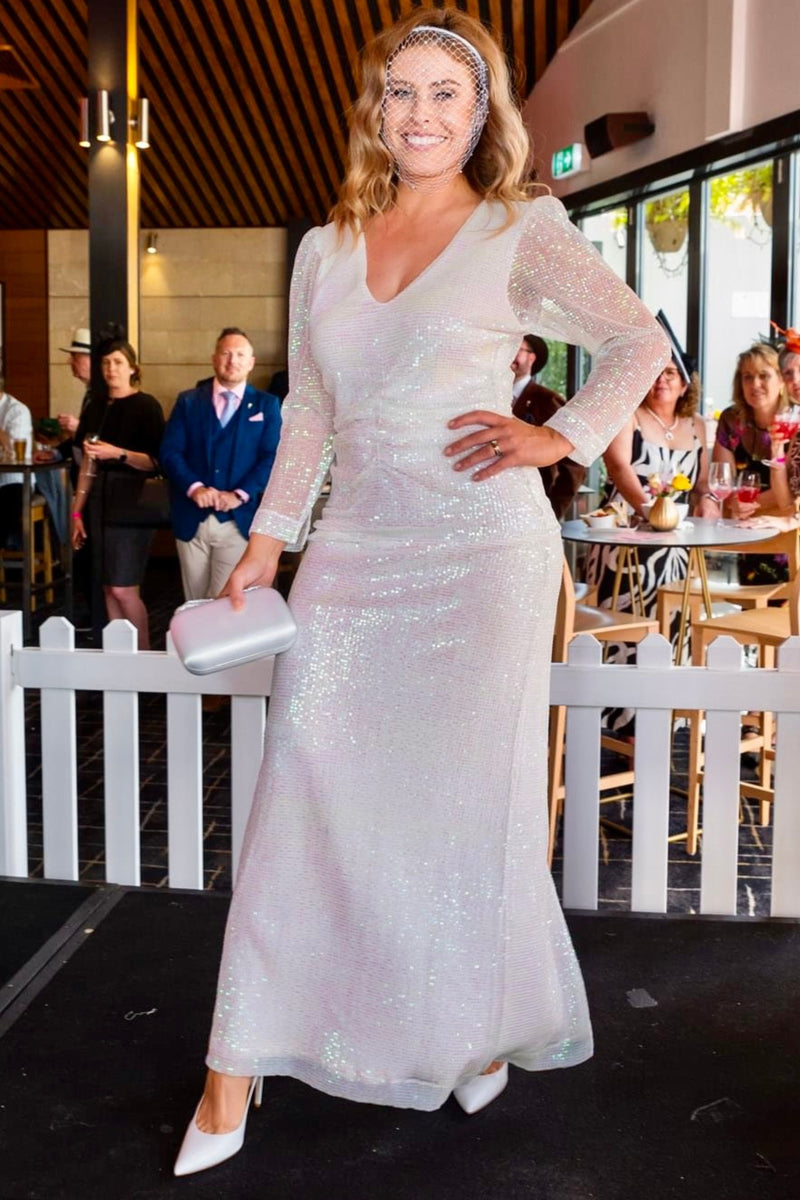 long sleeve sequin dress australia BYTIMO LONG SLEEVE GOWN Sequins Maxi Dress