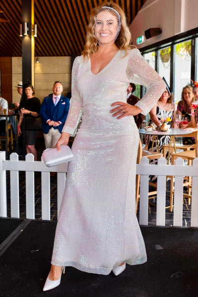 Sequins Maxi Dress - Off White SIZE XS/6 ONLY