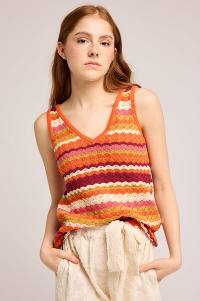 Smiths Knit Top Multi Orange