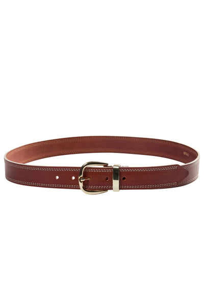 Stitch Leather Belt - Dark Cognac