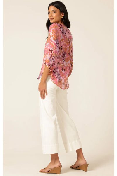 Sunburst Blouse - Pink Orange Tropical