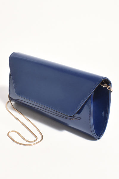 Suzie Gloss Foldover Clutch - Navy