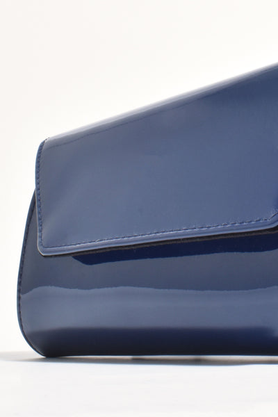 Suzie Gloss Foldover Clutch - Navy