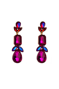 Tabatha Crystal Drop Event Earrings - Fuchsia Pink