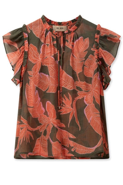 Tea Grace Blouse - Dusty Olive/Firecracker SIZE XS/8/10 ONLY