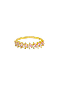 Theodora Crystal Ring Stirling Silver - Pink Gold