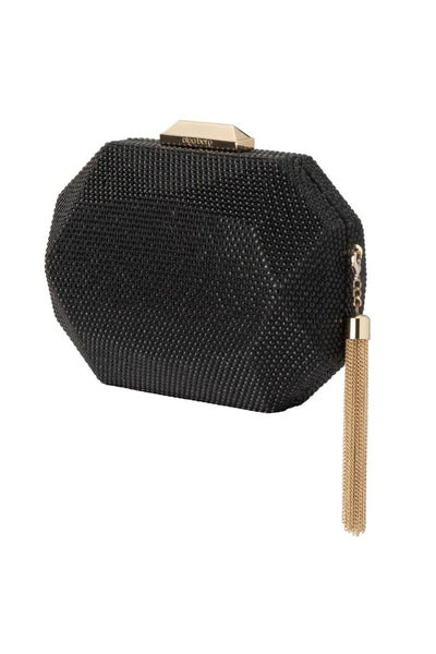 Tilly Hotfix Clutch with Tassel - Black