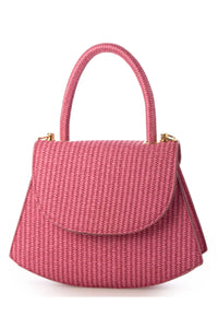 Tori Rattan Saddle Bag - Fuchsia Pink