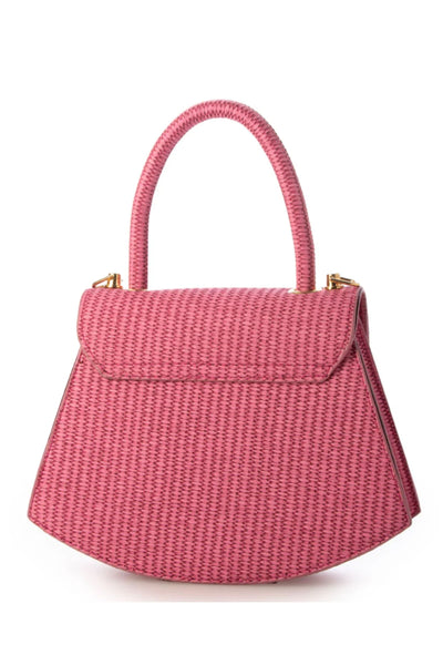 Tori Rattan Saddle Bag - Fuchsia Pink