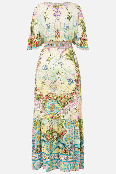 Just Coasting Waisted Dress with Hem Ruffle