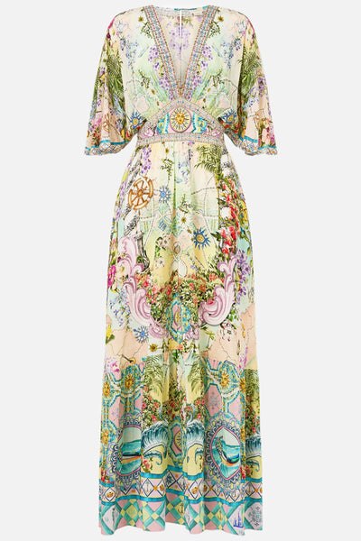 Just Coasting Waisted Dress with Hem Ruffle