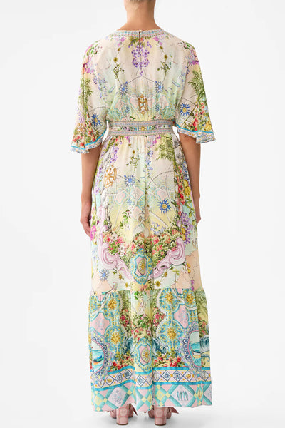 Just Coasting Waisted Dress with Hem Ruffle