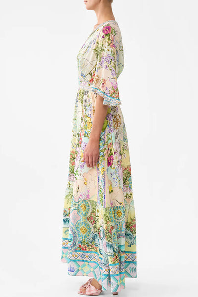 Just Coasting Waisted Dress with Hem Ruffle