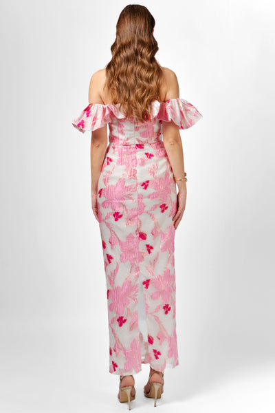 Jacquie Jacquard Off Shoulder Midaxi - Pink