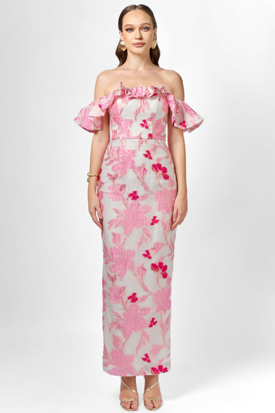Jacquie Jacquard Off Shoulder Midaxi - Pink