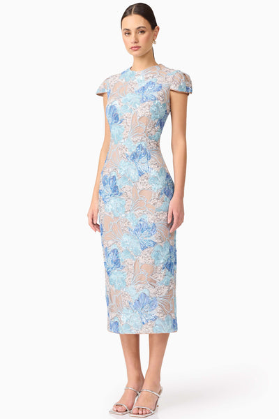 Leonie Sequin Midi Dress - Blue