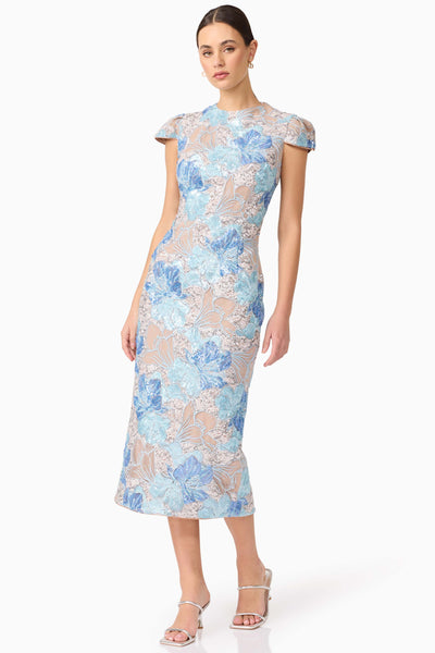 Leonie Sequin Midi Dress - Blue