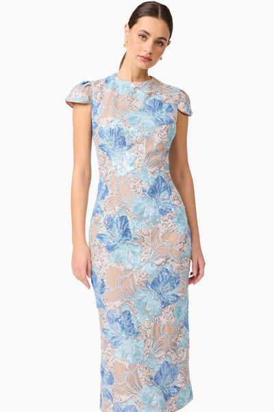 Leonie Sequin Midi Dress - Blue