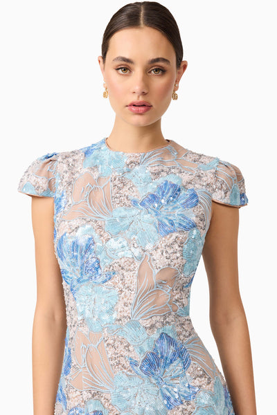 Leonie Sequin Midi Dress - Blue